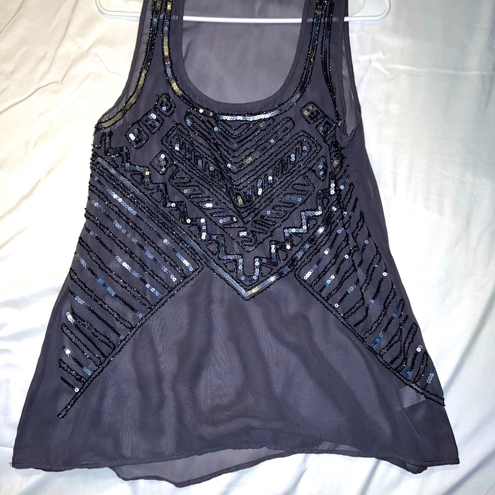 Sheer sequin tank top